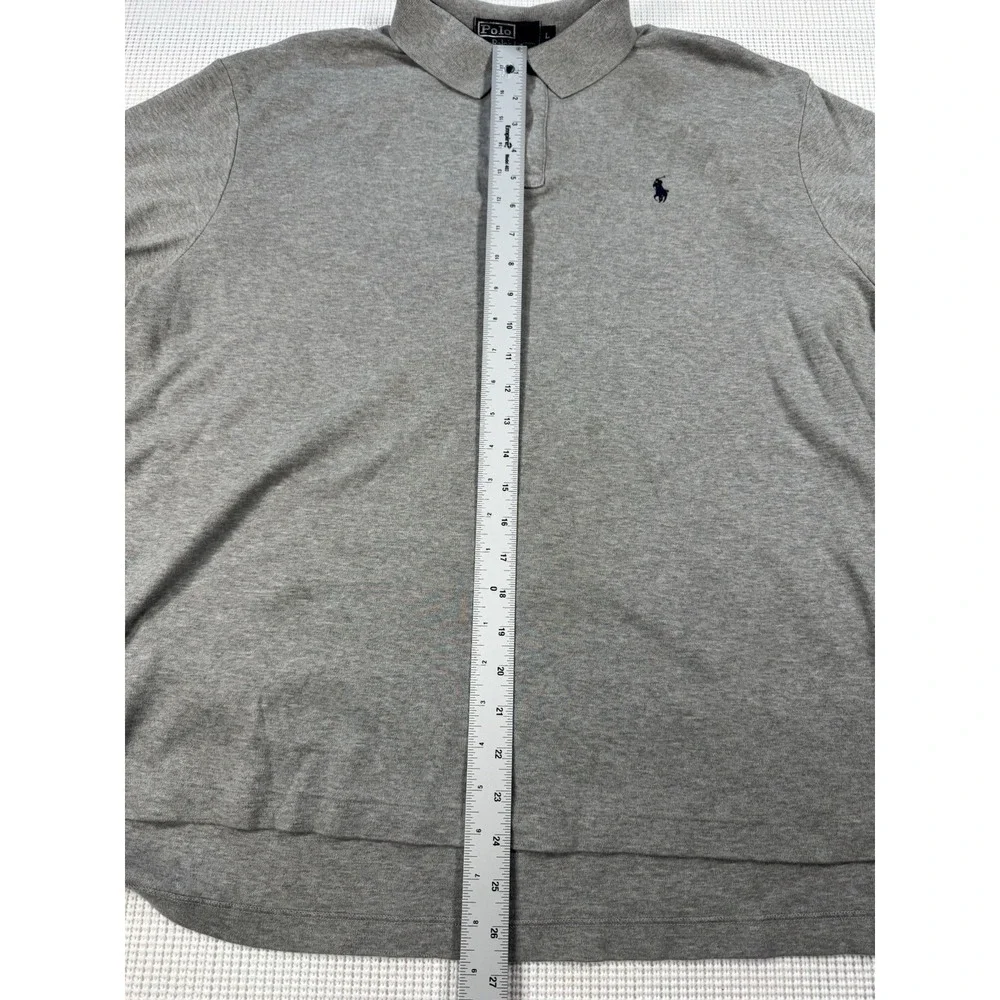 Polo Ralph Lauren Mens Large Gray Short Sleeve Pony Logo Polo Shirt 33672
